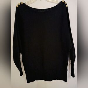Lauren Ralph Lauren Elegant Black Women's Sweater Cotton Blend Dolman Sleeve SzL